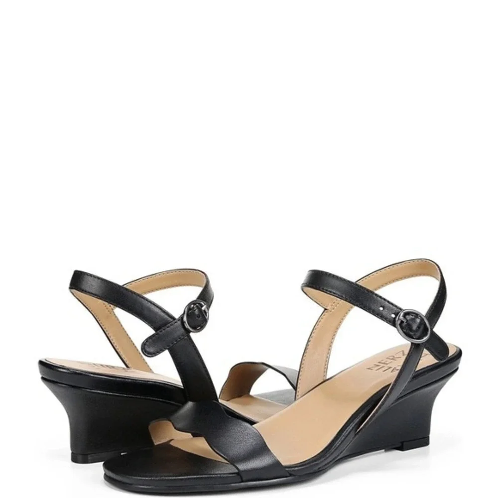 Naturalizer Black Wedge Sandals